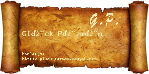 Glück Pázmán névjegykártya